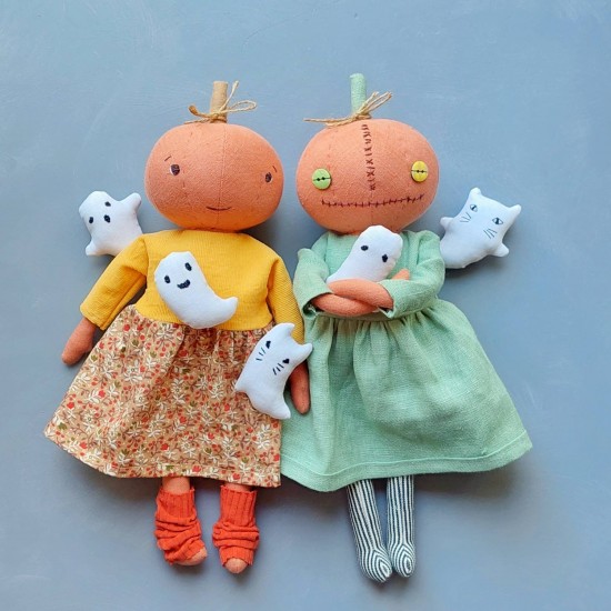 Pumpkin doll sewing pattern, funny halloween doll, 12" stuffed doll with clothes, stuffed animal pattern, rag doll, handmade halloween Pumpkin doll sewing pattern, funny halloween doll, 12" stuffed doll with clothes, stuffed animal pattern, rag doll, handmade halloween